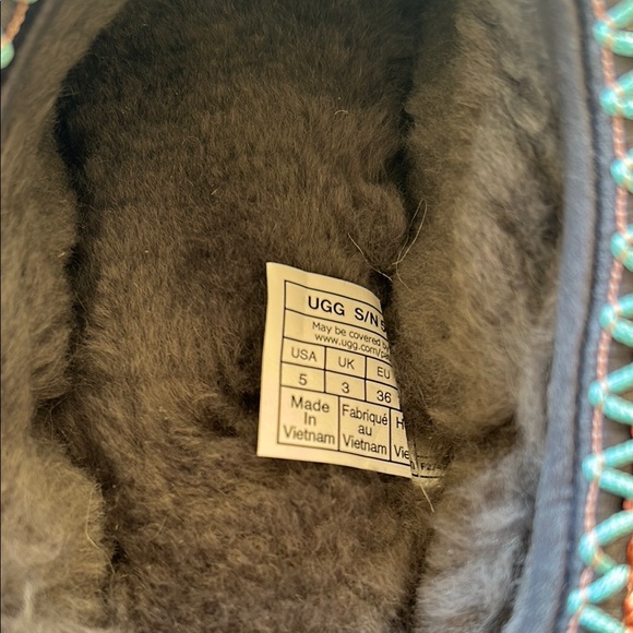 UGG Gray Tasman II Mules with Multicolor Trim - Picture 3 of 7
